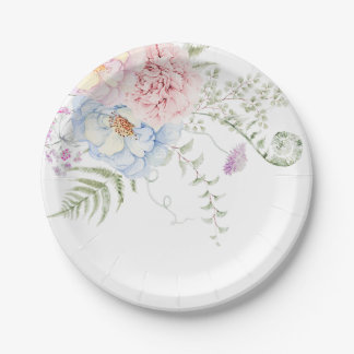 Assiettes En Carton Bouquet de pivoines pastel