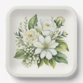 Assiettes En Carton Bouquet de rose aquarelle (Recto)