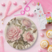 Assiettes En Carton Bouquet de rose rustique (Fête)