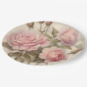 Assiettes En Carton Bouquet de rose rustique (Angle)