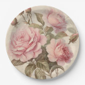 Assiettes En Carton Bouquet de rose rustique (Devant)