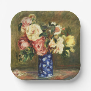Assiettes En Carton Bouquet de Roses par Pierre-Auguste Renoir Classic