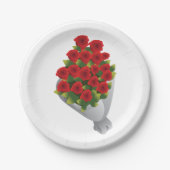 Assiettes En Carton Bouquet De Roses Rouges (Devant)