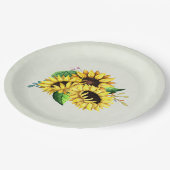 Assiettes En Carton Bouquet de tournesol jaune en aquarelle (Angle)