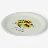 Assiettes En Carton Bouquet de tournesol jaune en aquarelle Anniversai (Angle)