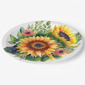 Assiettes En Carton Bouquet de tournesols - Décor maison de campagne f (Angle)