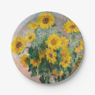 Assiettes En Carton Bouquet de tournesols par Monet Art impressionnist