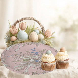 Assiettes En Carton Bouquet délicat de fleurs sauvages sur fond rose