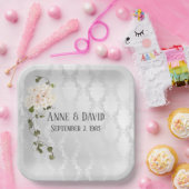 Assiettes En Carton Bouquet d'hydrangée nuptiale sur satin blanc (Fête)