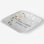 Assiettes En Carton Bouquet d'hydrangée nuptiale sur satin blanc (Angulaire)