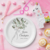 Assiettes En Carton Bouquet Eucalyptus & Verdure Mariage aquarelle (Fête)