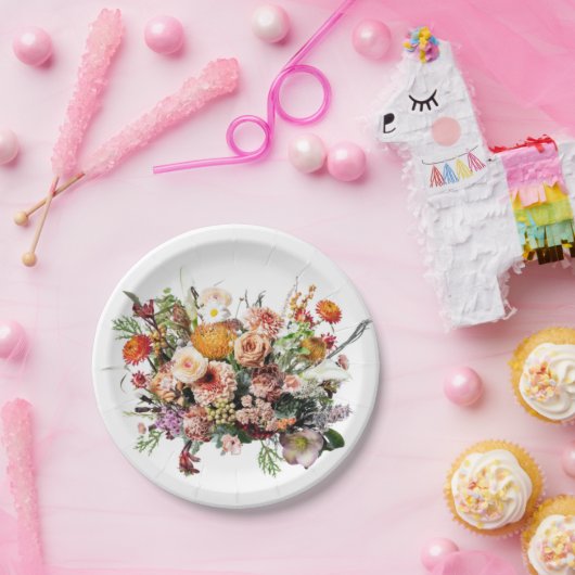 Assiettes En Carton Bouquet fleur sauvage Floral (Fête)