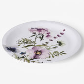 Assiettes En Carton Bouquet Fleur sauvage pourpre Aquarelle Florale (Angle)