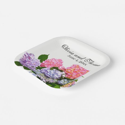 Assiettes En Carton Bouquet Hydrangea (Angulaire)