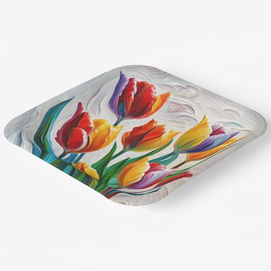 Assiettes En Carton Bouquet Imaginaire Rainbow Tulip (Angulaire)