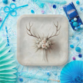 Assiettes En Carton Bouquet mariage et Antlers de cerfs (Fête)
