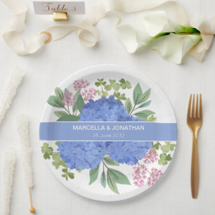Assiettes En Carton Bouquet moderne Blue Hydrangeas Personnalisé