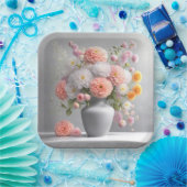 Assiettes En Carton Bouquet Peach and White Dahlia (Fête)