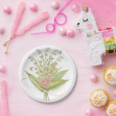 Assiettes En Carton Bouquet rose Aquarelle Fleurs Papier Plaque (Fête)