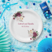 Assiettes En Carton Bouquet Rose de Bourgogne (Fête)