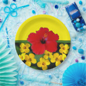 Assiettes En Carton Bouquet rouge de fleur de ketmie (Fête)