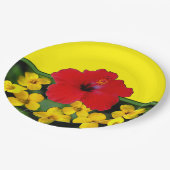 Assiettes En Carton Bouquet rouge de fleur de ketmie (Angle)