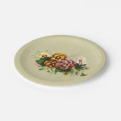 Assiettes En Carton Bouquet vintage de pensées (Angle)
