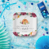 Assiettes En Carton Bourgogne automne fleuri Petit citrouille 1er anni (Fête)