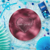 Assiettes En Carton Bourgogne Cerise Parties scintillant Coeur étincel (Fête)