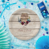 Assiettes En Carton Bourgogne Floral Barrel Mariage de automne (Fête)
