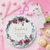 Assiettes En Carton Bourgogne Floral fête de la bénédiction des mères (Fête)