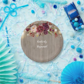 Assiettes En Carton Bourgogne Floral Rustique (Fête)