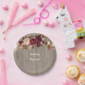 Assiettes En Carton Bourgogne Floral Rustique (Fête)