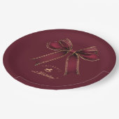 Assiettes En Carton Bourgogne Gold Bow Rocse Cheval luxe Anniversaire (Angle)