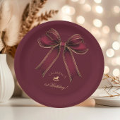Assiettes En Carton Bourgogne Gold Bow Rocse Cheval luxe Anniversaire