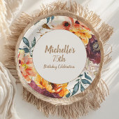 Assiettes En Carton Bourgogne Orange Floral Gold Parties scintillant 7