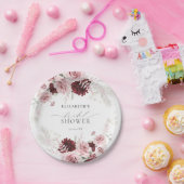 Assiettes En Carton Bourgogne Roses Fleurs Roses Shower de Mariage (Fête)