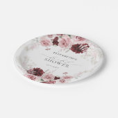 Assiettes En Carton Bourgogne Roses Fleurs Roses Shower de Mariage (Angle)
