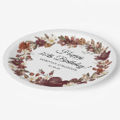 Assiettes En Carton Bourgogne rouge mauve automne fleurs 30e anniversa (Angle)