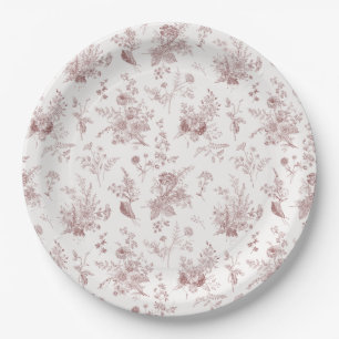 Assiettes En Carton Bourgogne Toile De Jouy Vintage Floral Chinoiserie
