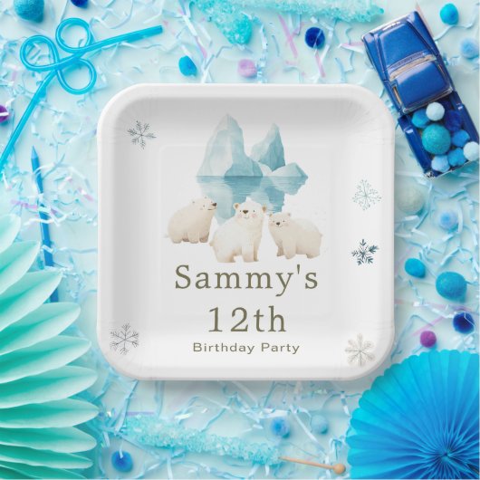 Assiettes En Carton Bours polaires d'hiver mignons Fête d'anniversaire (Fête)