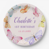 Assiettes En Carton Bouteille d'aquarelle 1er anniversaire (Devant)