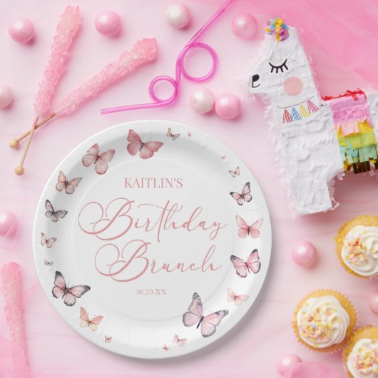 Assiettes En Carton Bouteille rose douce fête d'anniversaire Brunch (Fête)