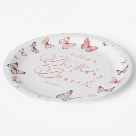 Assiettes En Carton Bouteille rose douce fête d'anniversaire Brunch (Angle)