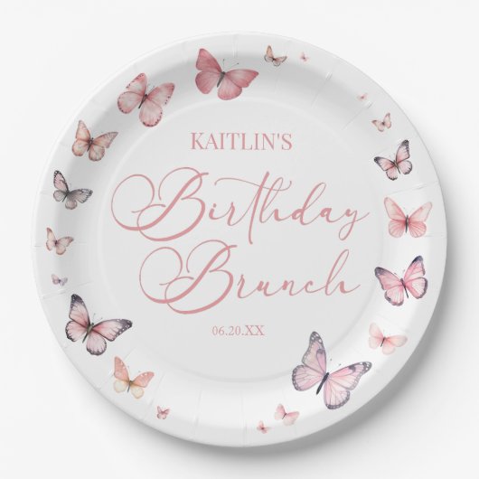 Assiettes En Carton Bouteille rose douce fête d'anniversaire Brunch (Devant)