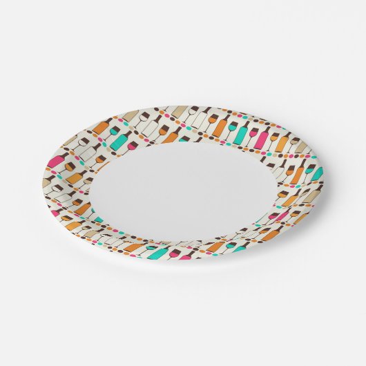 Assiettes En Carton Bouteilles et verres rétro (Angle)