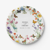 Assiettes En Carton Bouteilles Fleurs sauvages Mariage floral (Devant)