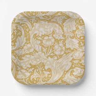 Assiettes En Carton Bouton de Bachelier en or de William Morris Floral