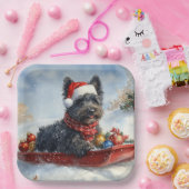 Assiettes En Carton Bouviers Des Flandres Chien à Sledge Noël (Fête)