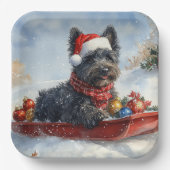 Assiettes En Carton Bouviers Des Flandres Chien à Sledge Noël (Recto)